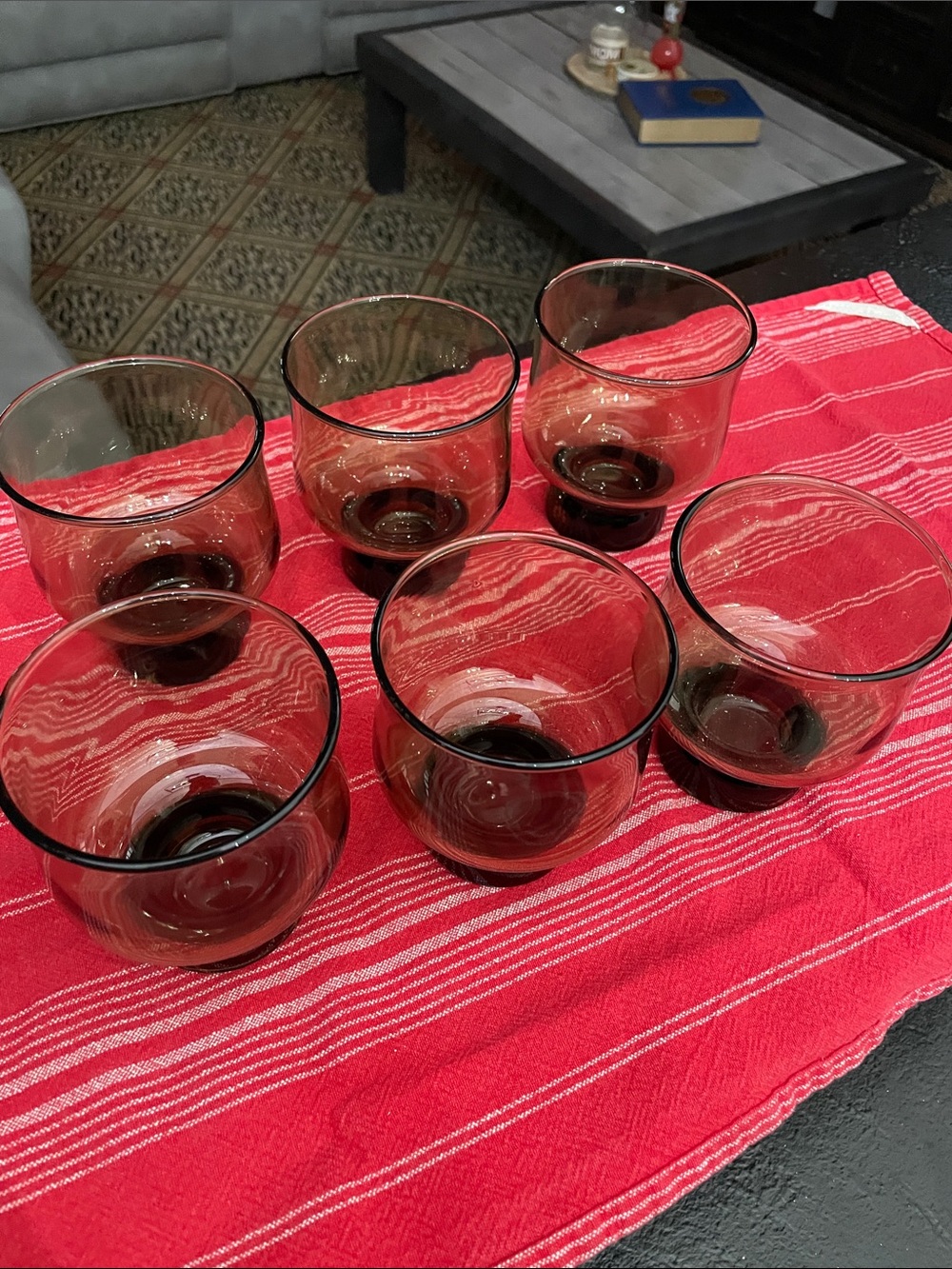 Anchor Hocking Tivoli Smoked Glass Footed  - Set of 6 - Picture 2 of 5